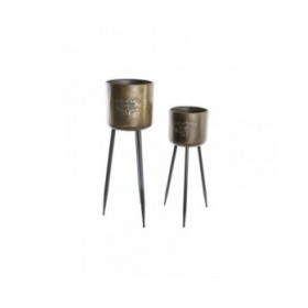 Set di Vasi DKD Home Decor Nero Champagne Metallizzato Metallo Loft 30 x 40 cm 25 x 25 x 80,5 cm (2 Unità)