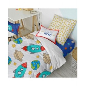 Set di copripiumino HappyFriday Mr Fox Space rocket Multicolore Singolo 2 Pezzi