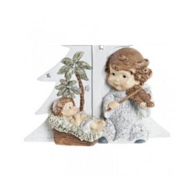 Presepe di Natale DKD Home Decor Argentato Marrone Bianco Resina (13,6 x 5,2 x 15,9 cm)