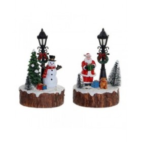 Statua Decorativa DKD Home Decor Luce LED Resina Pupazzo di Neve (9 x 9 x 13 cm) (2 Unità)