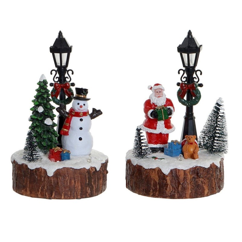 Statua Decorativa DKD Home Decor Luce LED Resina Pupazzo di Neve (9 x 9 x 13 cm) (2 Unità)