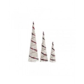 Decorazione DKD Home Decor Coni Natale LED Bianco Nero Rosso Naturale Argentato 20 x 20 x 80 cm (3 Pezzi)