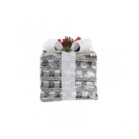 Set di Scatole Decorative DKD Home Decor LED Bianco Rosso Verde Argentato Metallo Nevoso 25 x 25 x 29 cm (3 Pezzi)
