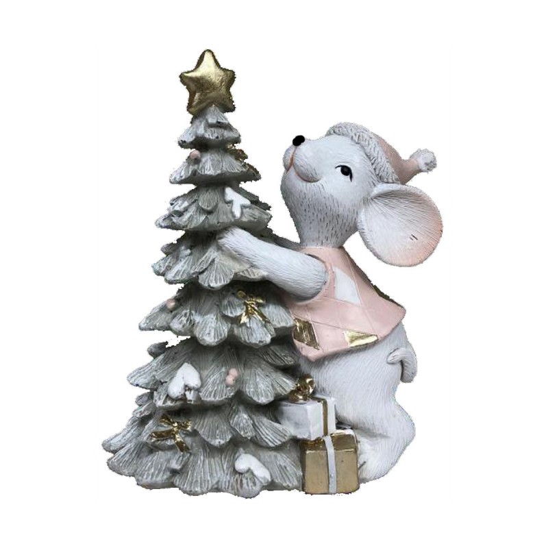 Decorazione Natalizia DKD Home Decor Mouse Resina (10 x 6,5 x 11 cm) (2 Unità)