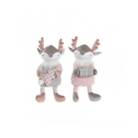 Statua Decorativa DKD Home Decor Natale Animale Poliestere Cervo (14 x 17 x 28 cm) (2 Unità)