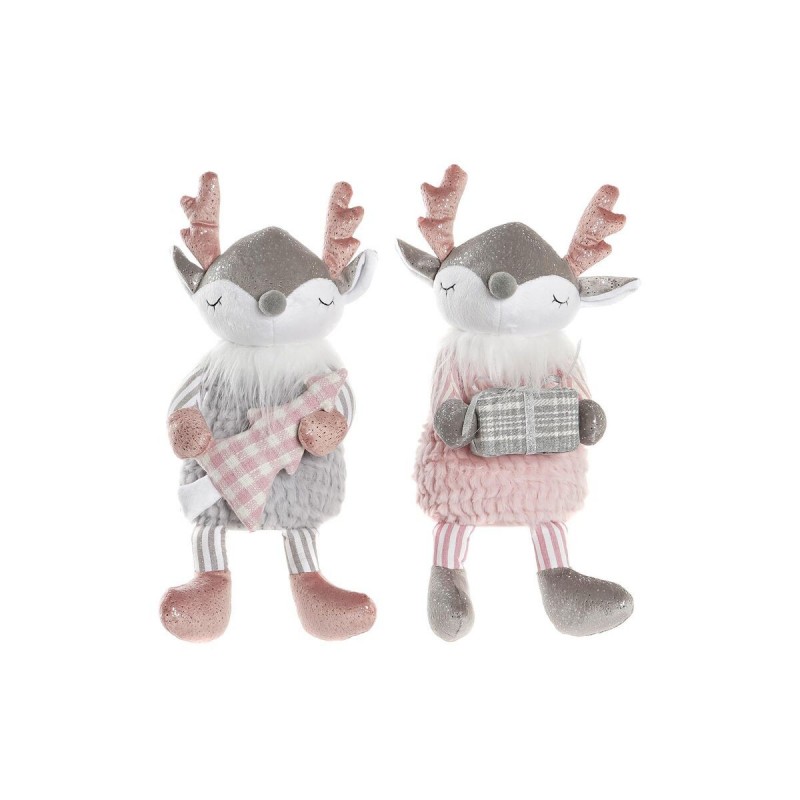 Statua Decorativa DKD Home Decor Natale Animale Poliestere Cervo (14 x 17 x 28 cm) (2 Unità)