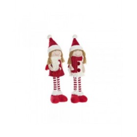 Statua Decorativa DKD Home Decor Natale Bambola Poliestere Ragazze (11 x 7 x 43 cm) (2 Unità)