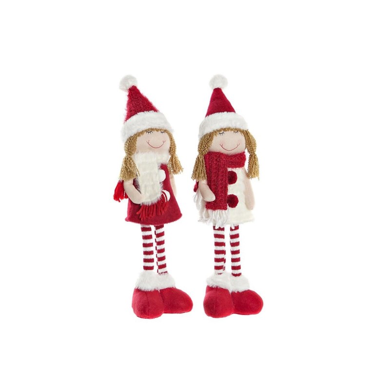 Statua Decorativa DKD Home Decor Natale Bambola Poliestere Ragazze (11 x 7 x 43 cm) (2 Unità)