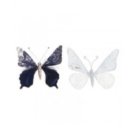 Decorazione Natalizia DKD Home Decor Poliestere Farfalla (2 Unità) (23 x 3 x 19 cm)