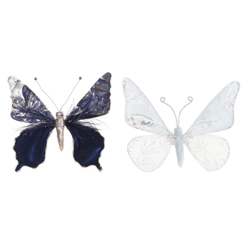 Decorazione Natalizia DKD Home Decor Poliestere Farfalla (2 Unità) (23 x 3 x 19 cm)