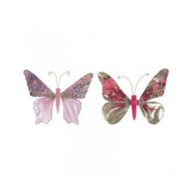 Decorazione Natalizia DKD Home Decor Poliestere Farfalla (22 x 3 x 18 cm) (2 Unità)