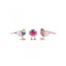 Decorazione Natalizia DKD Home Decor Poliestere Uccello (18 x 8 x 13 cm) (3) (3 Unità)