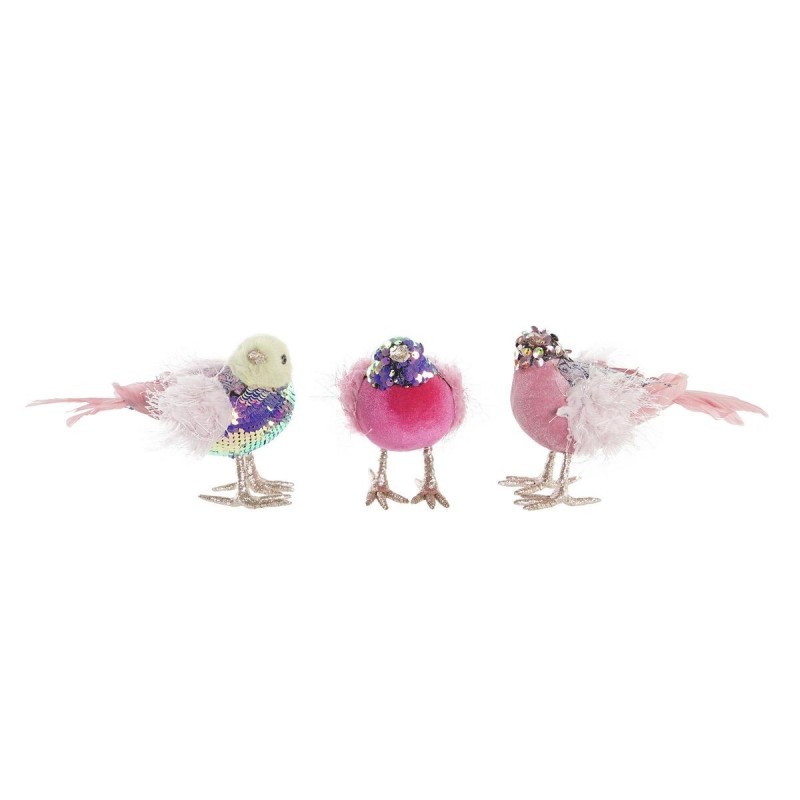 Decorazione Natalizia DKD Home Decor Poliestere Uccello (18 x 8 x 13 cm) (3) (3 Unità)