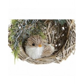 Decorazione Natalizia DKD Home Decor Poliestere Rattan (14 x 11 x 15 cm) (2 Unità)