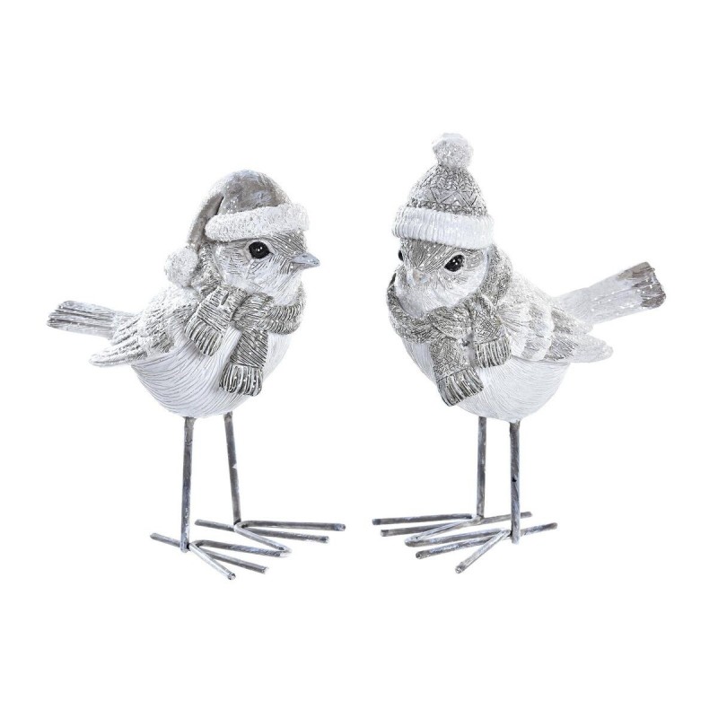 Decorazione Natalizia DKD Home Decor Resina Uccello (10,5 x 5,5 x 10,5 cm) (2 Unità)
