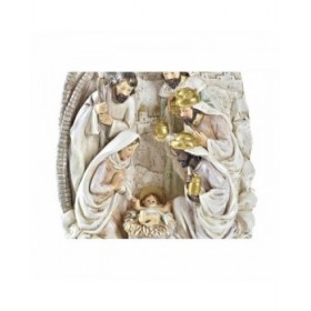 Presepe di Natale DKD Home Decor Dorato Crema Resina Multicolore (18 x 9 x 25,5 cm) (2 Unità)