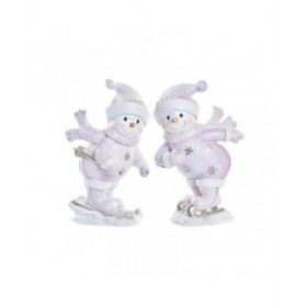 Decorazione Natalizia DKD Home Decor Resina Pupazzo di Neve (15 x 13,5 x 24,5 cm) (2 Unità)