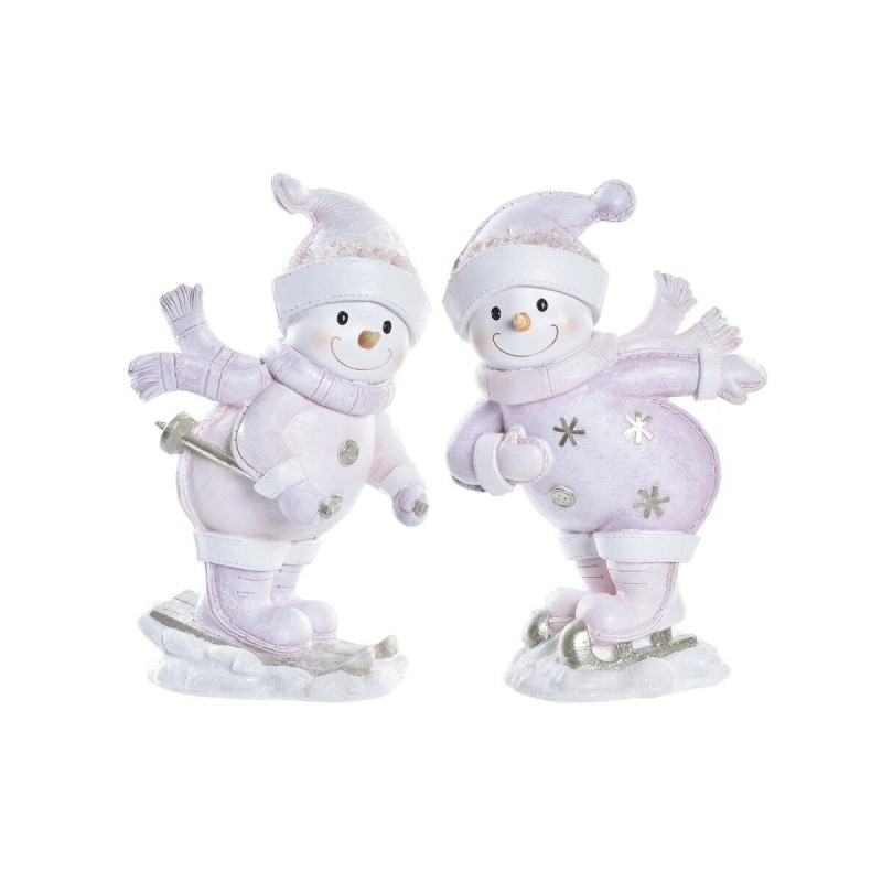 Decorazione Natalizia DKD Home Decor Resina Pupazzo di Neve (15 x 13,5 x 24,5 cm) (2 Unità)