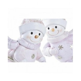 Decorazione Natalizia DKD Home Decor Resina Pupazzo di Neve (15 x 13,5 x 24,5 cm) (2 Unità)