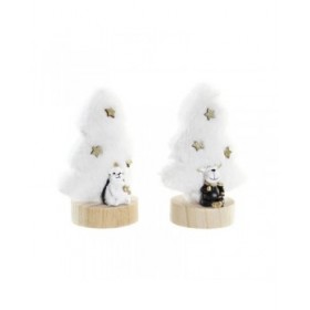 Decorazione Natalizia DKD Home Decor Albero Poliestere MDF Resina (12 x 8 x 15,5 cm) (2 Unità)