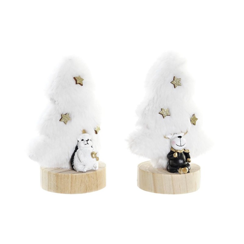 Decorazione Natalizia DKD Home Decor Albero Poliestere MDF Resina (12 x 8 x 15,5 cm) (2 Unità)