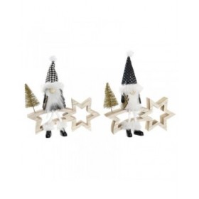 Stella di Natale DKD Home Decor Poliestere MDF Stella (2 Unità) (18 x 6 x 19 cm)