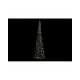 Decorazione DKD Home Decor Argentato Dorato Natale Coni AA x 2, non incluse Rattan (19 x 19 x 62 cm) (2 Unità)