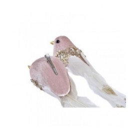 Decorazione Natalizia DKD Home Decor Poliestere Uccello (22 x 7 x 8 cm) (2 Unità)