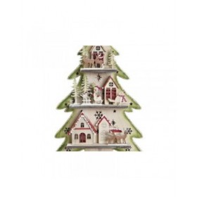 Albero di Natale DKD Home Decor Rosso Albero Azzurro Rosa Legno Verde (23 x 9 x 47 cm) (2 Unità)