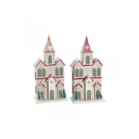 Decorazione Natalizia DKD Home Decor Casa MDF (13 x 8 x 28 cm) (2 Unità)
