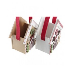 Decorazione Natalizia DKD Home Decor Legno Casa (13 x 7 x 15 cm) (4 Unità)