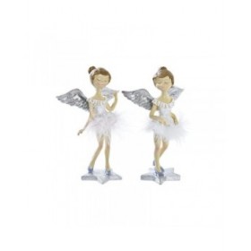 Decorazione Natalizia DKD Home Decor Resina Angelo (11 x 9 x 17 cm) (2 Unità)