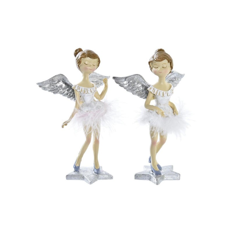 Decorazione Natalizia DKD Home Decor Resina Angelo (11 x 9 x 17 cm) (2 Unità)
