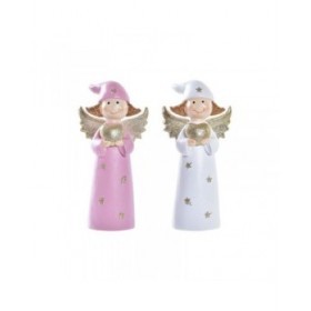 Decorazione Natalizia DKD Home Decor Porcellana Angelo (7 x 5 x 14 cm) (2 Unità)