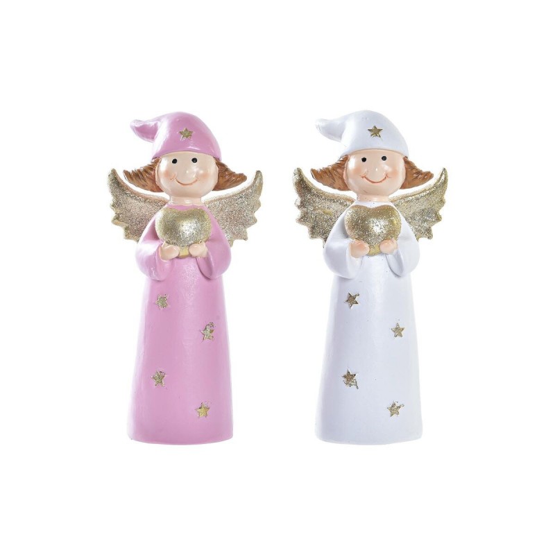 Decorazione Natalizia DKD Home Decor Porcellana Angelo (7 x 5 x 14 cm) (2 Unità)