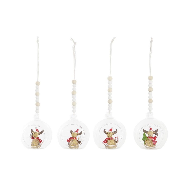 Decorazione Natalizia DKD Home Decor Cristallo Resina Renna (7 x 6 x 8 cm) (4 Unità)