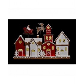 Decorazione Natalizia DKD Home Decor Casa Bianco Rosso Resina 41 x 7,5 x 27 cm