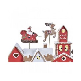 Decorazione Natalizia DKD Home Decor Casa Bianco Rosso Resina 41 x 7,5 x 27 cm