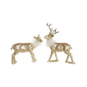 Decorazione Natalizia DKD Home Decor Resina Renna (17,5 x 9 x 22,5 cm) (2 Unità)
