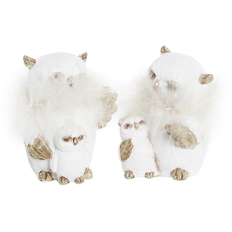 Decorazione Natalizia DKD Home Decor Gufo Resina (7,5 x 7 x 10 cm) (2 Unità)