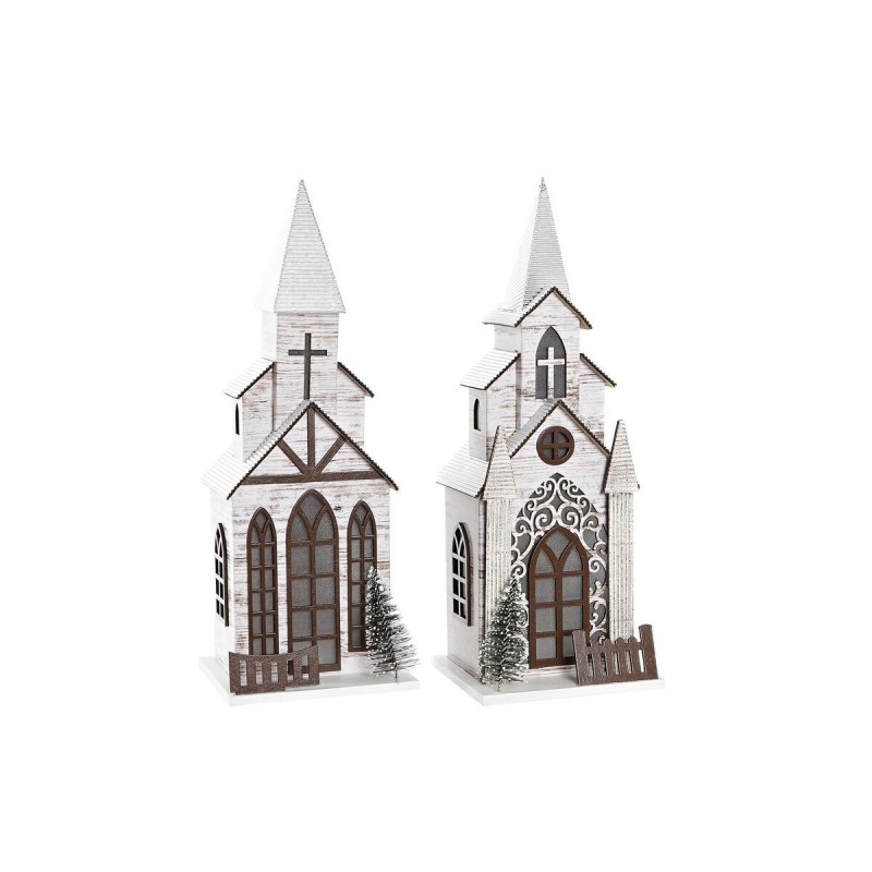 Decorazione Natalizia DKD Home Decor Chiesa MDF (12,5 x 11 x 33 cm) (2 Unità)