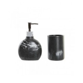 Set da Bagno DKD Home Decor Nero Resina Plastica 11 x 6 x 17 cm 2 Pezzi