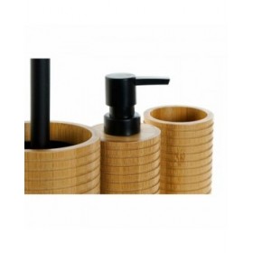Set da Bagno DKD Home Decor Nero 7 x 7 x 16,5 cm Naturale (3 Pezzi)