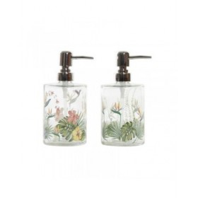 Dispenser di Sapone DKD Home Decor Tropicale Cristallo Multicolore ABS (10 x 8 x 17 cm) (2 Unità)