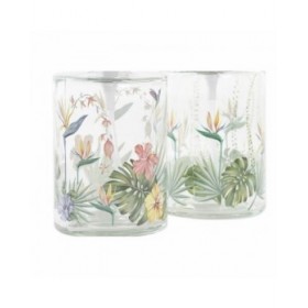 Dispenser di Sapone DKD Home Decor Tropicale Cristallo Multicolore ABS (10 x 8 x 17 cm) (2 Unità)