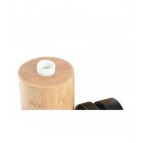 Dispenser di Sapone DKD Home Decor Nero Naturale Bambù polipropilene Loft 8 x 8 x 16 cm