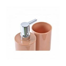 Set da Bagno DKD Home Decor Naturale Grigio Arancio Corallo Alluminio Bambù PS Moderno (9 x 7 x 16 cm) (2 Unità) (7 x 7 x 16 cm)