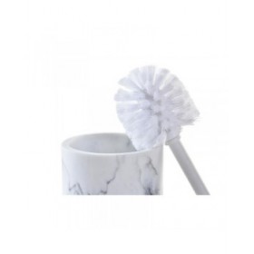 Scopino per il Bagno DKD Home Decor Bianco Naturale Metallo Resina Caucciù Marmo Scandi 30 x 40 cm 10,3 x 10,3 x 38 cm