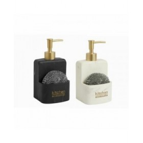Dispenser di Sapone DKD Home Decor Cucina Nero Bianco Resina (9 x 8 x 18 cm) (2 Unità)