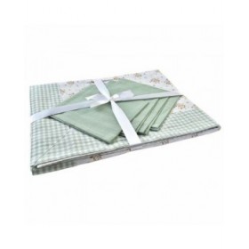 Set biancheria da tavola DKD Home Decor Fiori Verde 150 x 150 x 0,5 cm